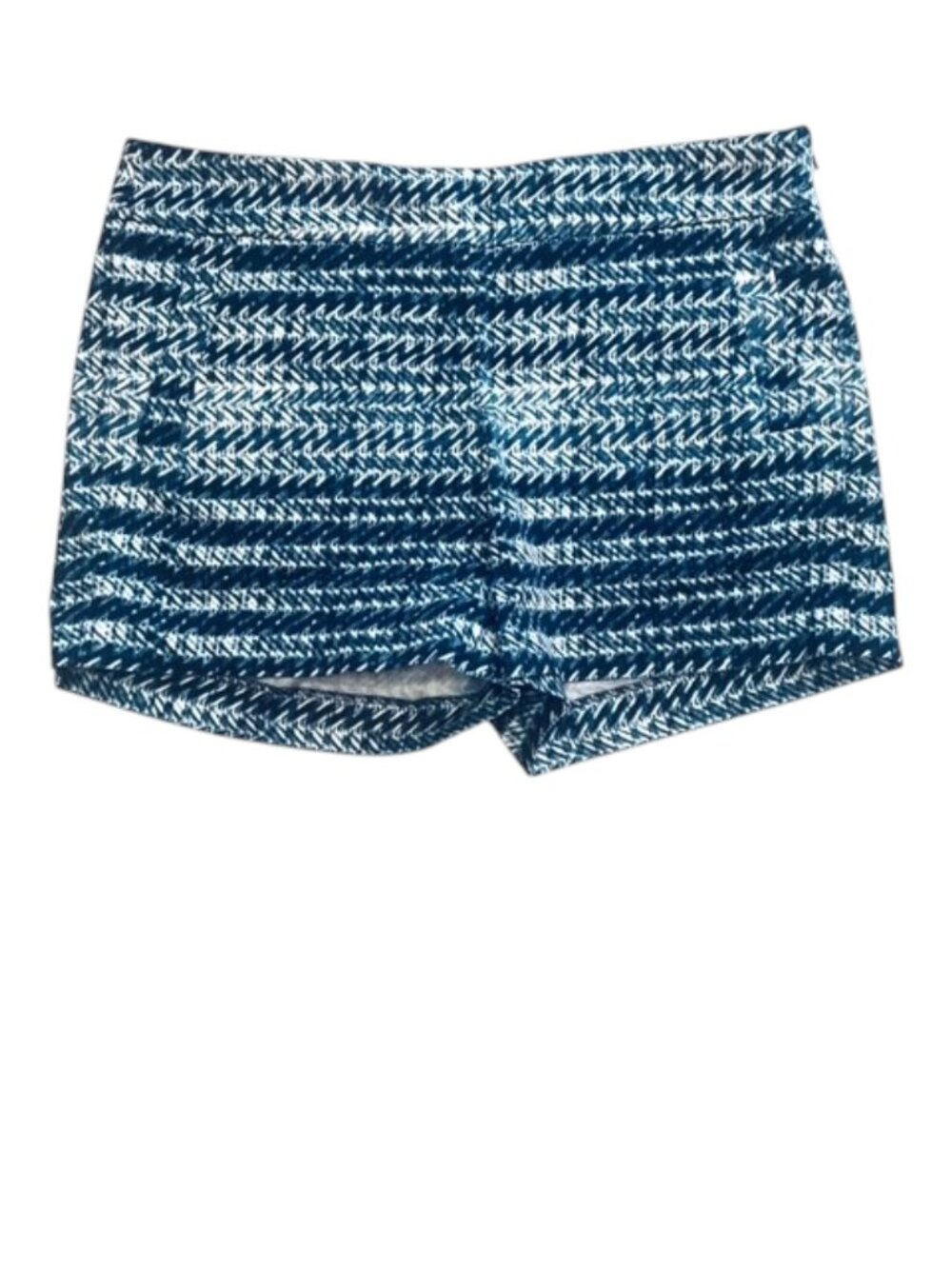 J. CREW FACTORY Blue & White Ikat Chevron Printed Stretch Chino Shorts - Size 8